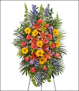 Funeral Flowers Spray on Easel